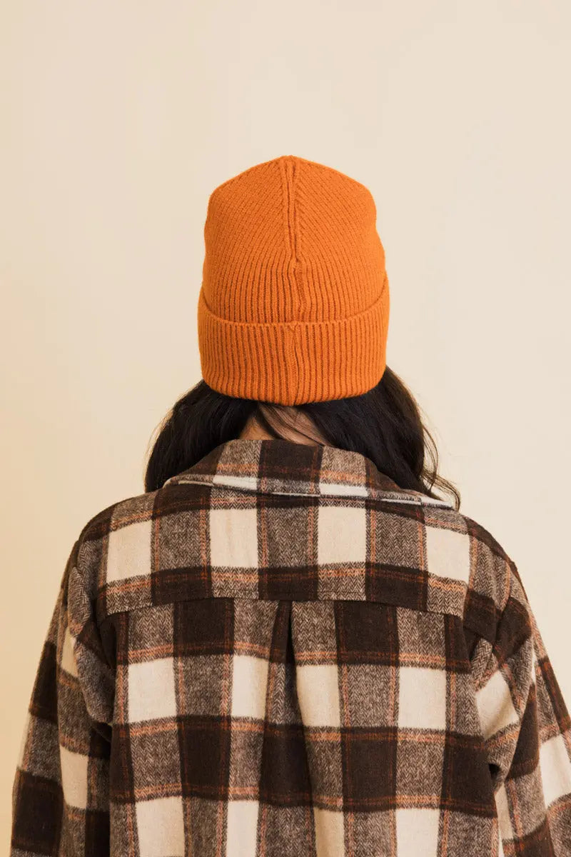 Embroidered Smiley Face Ribbed Knit Beanie, cozy knit winter hat – view 3