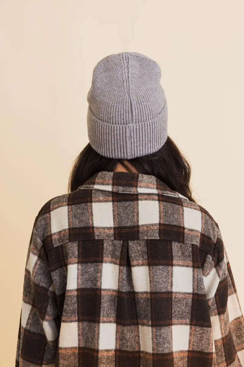 Embroidered Smiley Face Ribbed Knit Beanie, cozy knit winter hat – view 11