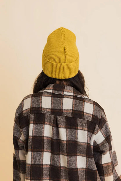 Embroidered Smiley Face Ribbed Knit Beanie, cozy knit winter hat – view 7