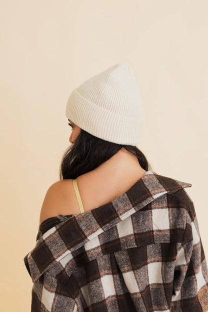 Embroidered Smiley Face Ribbed Knit Beanie, cozy knit winter hat – view 6