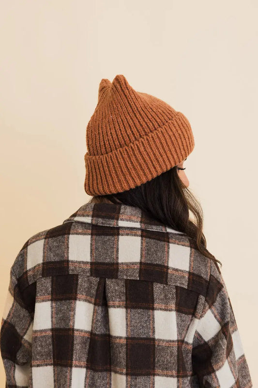 Chill Vibes Soft Ribbed Square Top Beanie, cozy knit winter hat