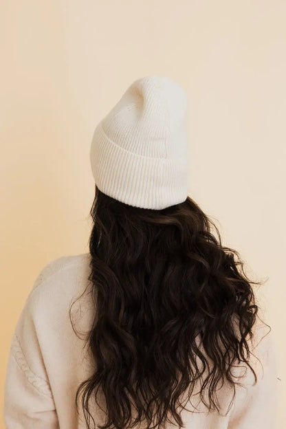 Square Sparkle Smiles Ribbed Beanie, cozy knit winter hat – view 7