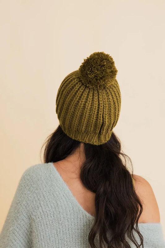 Chunky Cable Knit Pom Beanie, cozy knit winter hat
