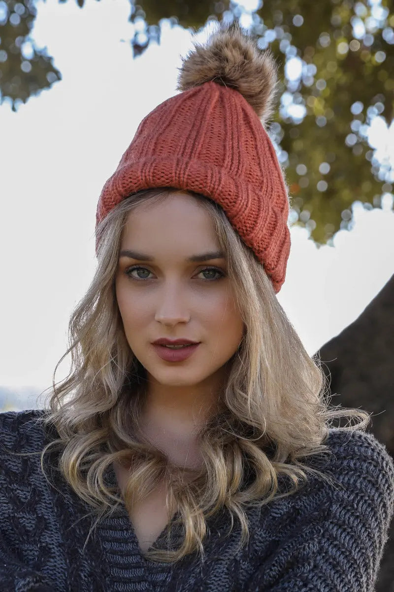 Basic Ribbed Pom Beanie, cozy knit winter hat – view 7