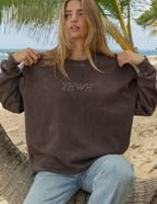 Elevated Faith Christian Crewneck Sweatshirt in Dark Brown with YHWH Embroidery for Casual Style