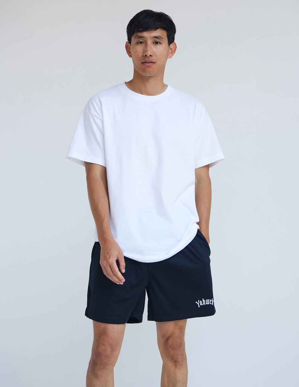 Elevated Faith Christian Shorts in Black, perfect for casual and active wear.