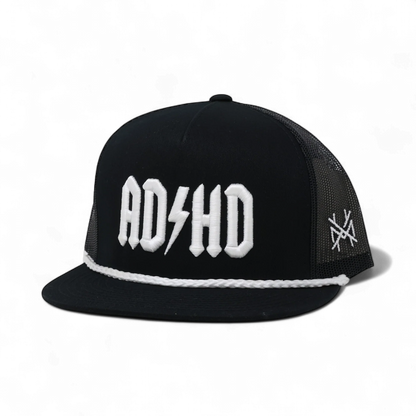 ADHD Funny Embroidered Snapback Hat in Flat Bill Black with White Rope – Ivy + Cloth