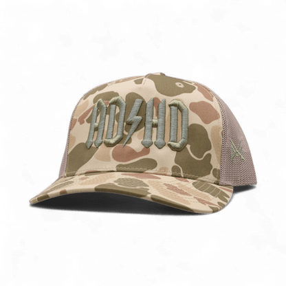 ADHD Funny Embroidered Snapback Hat in Trucker Harvest Camo – Ivy + Cloth