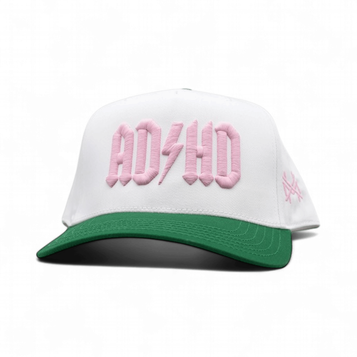 ADHD Funny Embroidered Snapback Hat in Retro Kelly Green/White – Ivy + Cloth