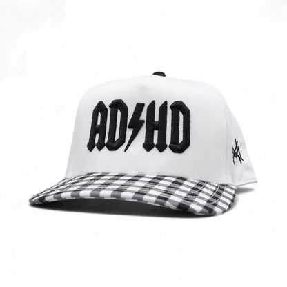 ADHD Funny Embroidered Snapback Hat in Retro Checkered Black/White – Ivy + Cloth