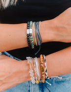 Stylish string bracelet collection showcasing Elevated Faith's Christian Jewelry Bracelet for everyday wear