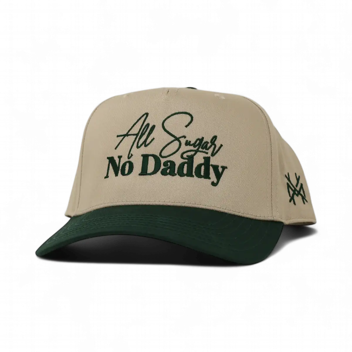 All Sugar No Daddy Funny Embroidered Snapback Hat in Retro Green/Khaki – Ivy + Cloth