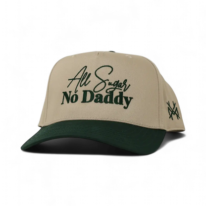 All Sugar No Daddy Funny Embroidered Snapback Hat in Retro Green/Khaki – Ivy + Cloth