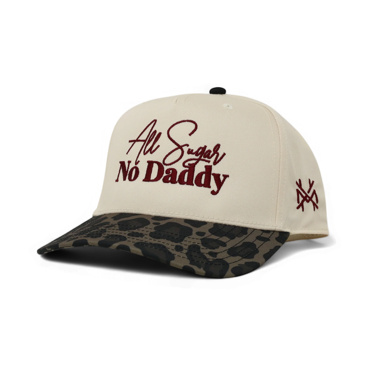All Sugar No Daddy Funny Embroidered Snapback Hat in Retro Leopard/Natural – Ivy + Cloth