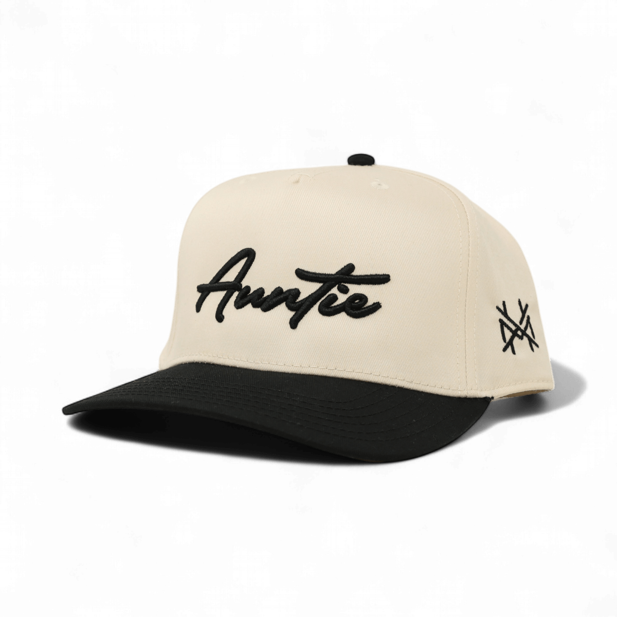 Auntie Funny Embroidered Snapback Hat in Retro Black/Natural – Ivy + Cloth