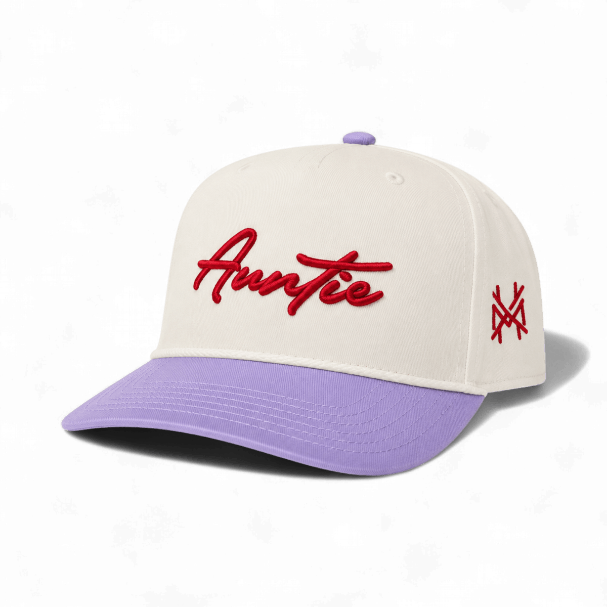Auntie Funny Embroidered Snapback Hat in Retro Lavender/Natural – Ivy + Cloth