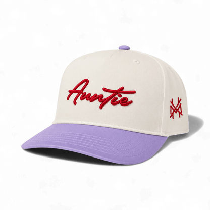 Auntie Funny Embroidered Snapback Hat in Retro Lavender/Natural – Ivy + Cloth
