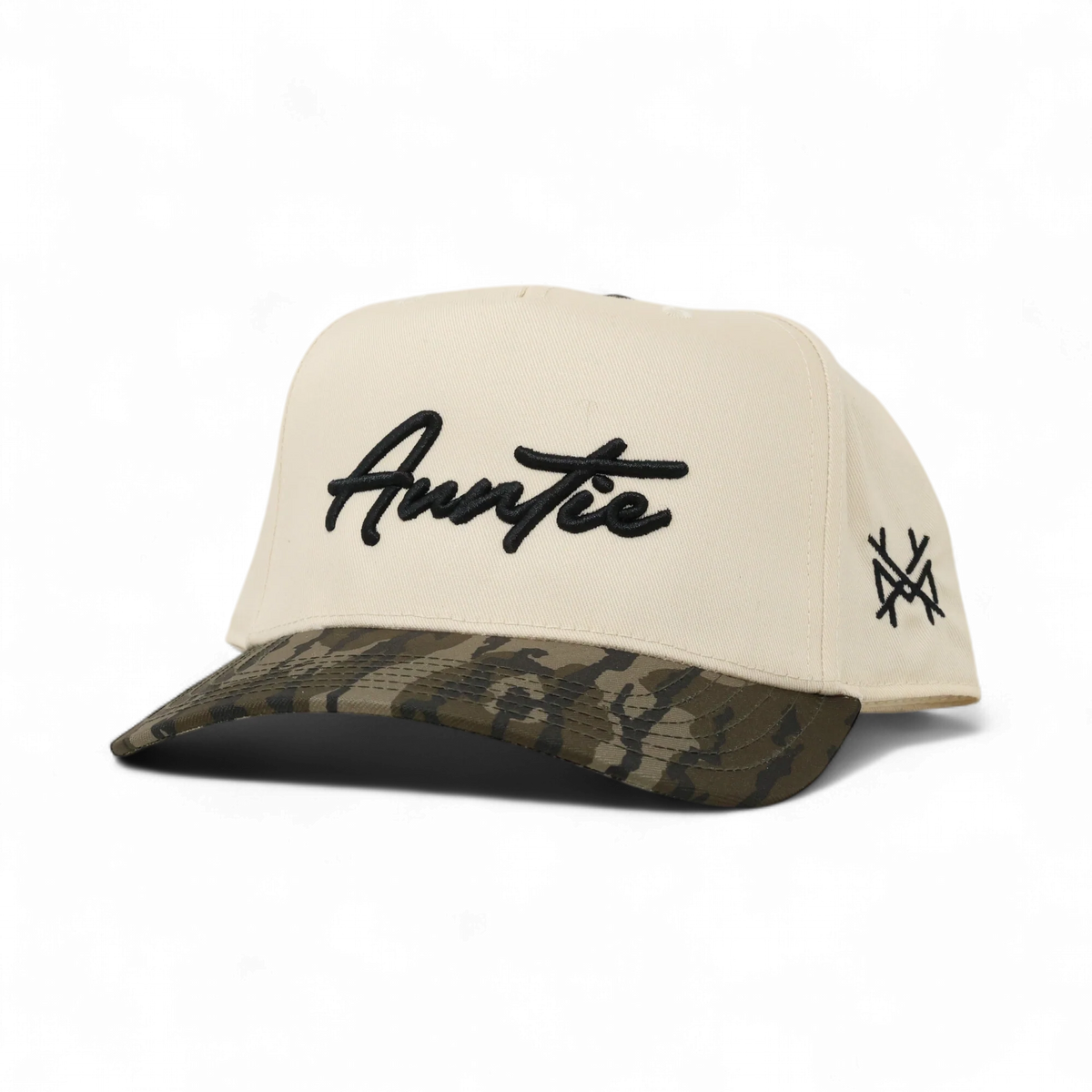 Auntie Funny Embroidered Snapback Hat in Retro Mossy Oak Bottomland/Natural – Ivy + Cloth