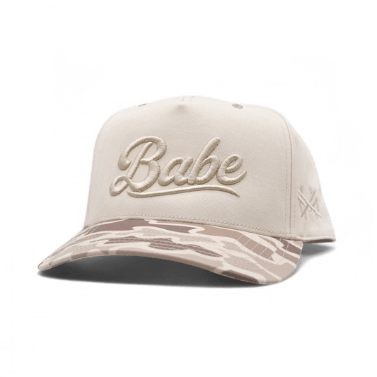 Babe Funny Embroidered Snapback Hat in Retro Field Camo/Natural – Ivy + Cloth