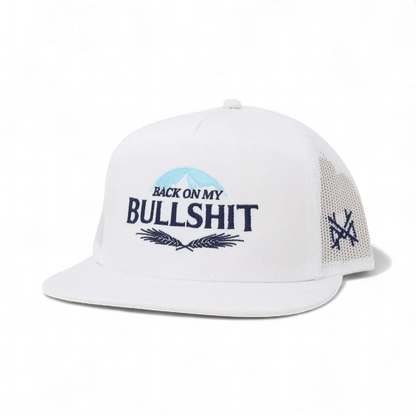 Back On My Bullsh*t Funny Embroidered Hat in Flat Bill White – Ivy + Cloth