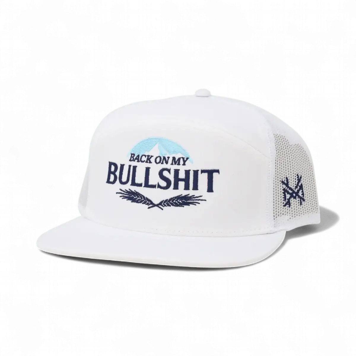 Back On My Bullsh*t Funny Embroidered Hat in 7 Panel White – Ivy + Cloth