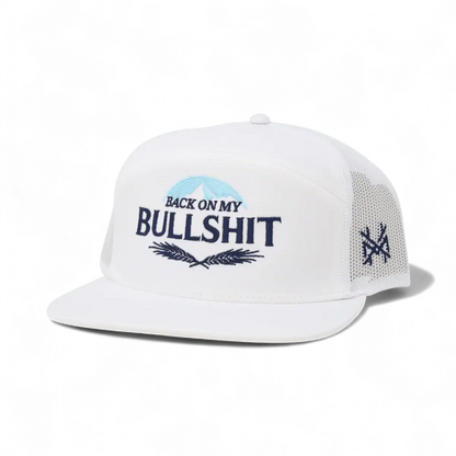 Back On My Bullsh*t Funny Embroidered Hat in 7 Panel White – Ivy + Cloth