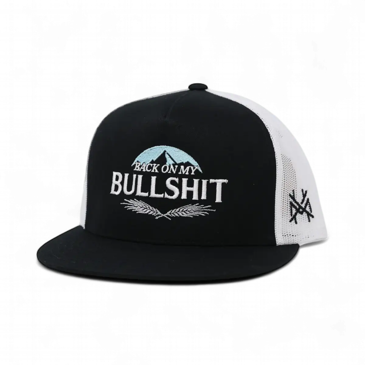 Back On My Bullsh*t Funny Embroidered Hat in Flat Bill Black/White – Ivy + Cloth