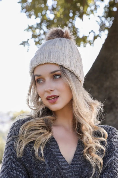 Basic Ribbed Pom Beanie, cozy knit winter hat – view 3