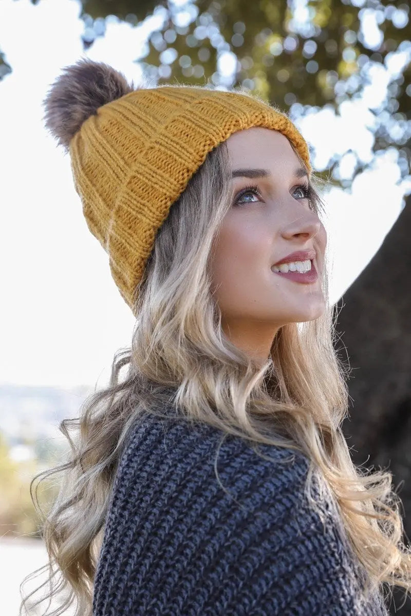 Basic Ribbed Pom Beanie, cozy knit winter hat – view 5