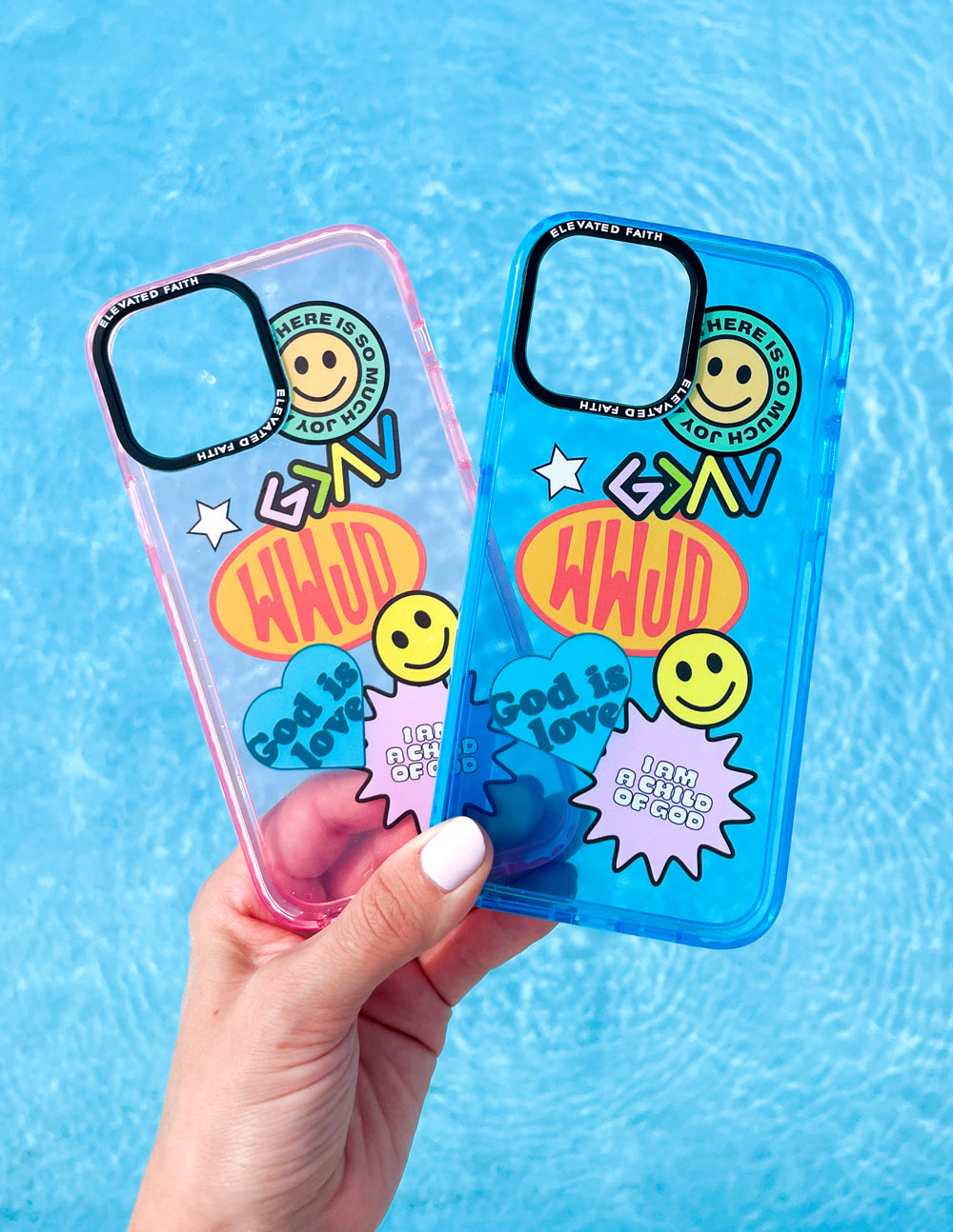 Elevated Faith Christian iPhone Case with colorful stickers and fun designs for stylish protection