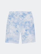 Elevated Faith Christian Shorts in Light Blue Tie-Dye with Side Pockets for Comfort and Style
