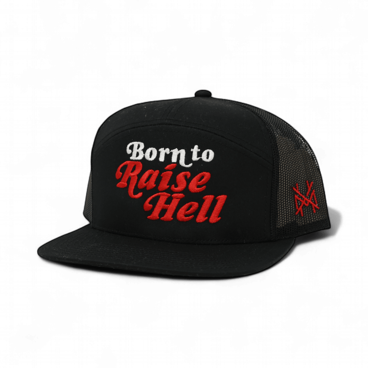 Born To Raise Hell Funny Embroidered Snapback Hat in 7 Panel Black – Ivy + Cloth