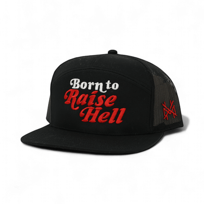 Born To Raise Hell Funny Embroidered Snapback Hat in 7 Panel Black – Ivy + Cloth