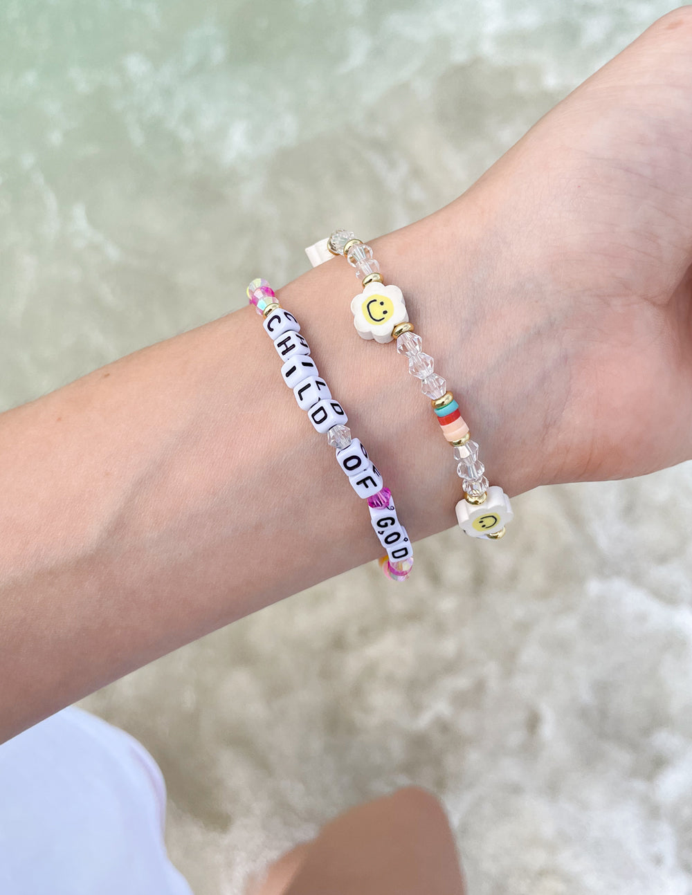 Elevated Faith Christian Jewelry Bracelet featuring colorful beads and the phrase 'Child of God'