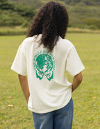 Elevated Faith Christian Apparel T-Shirt featuring a motivational graphic on the back in a natural tone