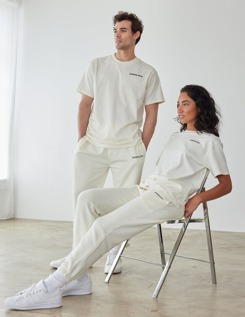 Elevated Faith Christian Apparel T-Shirt in cream color for stylish everyday wear