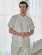 Elevated Faith Christian Apparel T-Shirt in cream color with simple logo design for casual wear