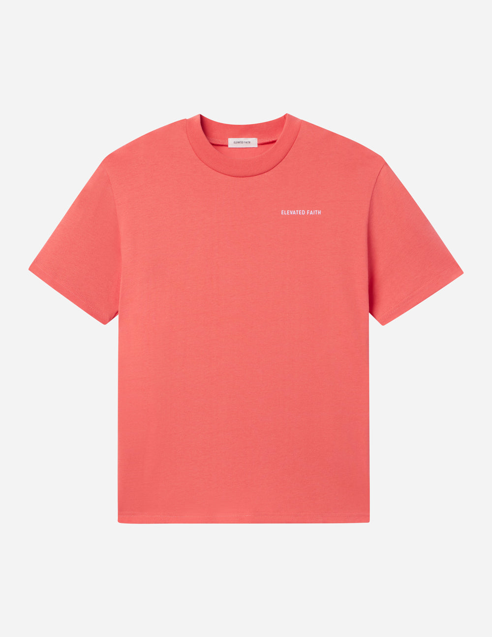 Elevated Faith Coral Christian Apparel T-Shirt with a Simple Logo Design
