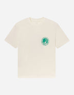 Elevated Faith Christian Apparel T-Shirt in cream with green logo print on the front