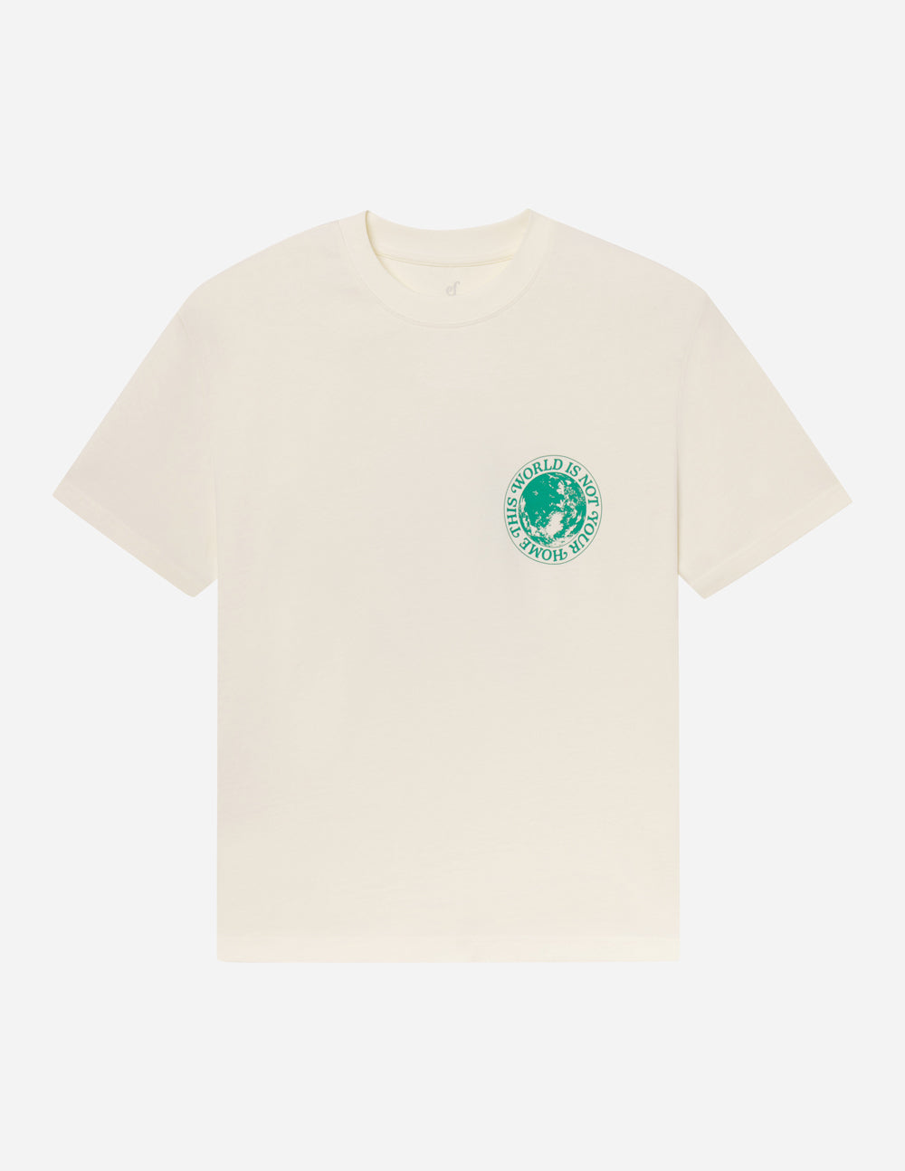 Elevated Faith Christian Apparel T-Shirt in cream with green logo print on the front
