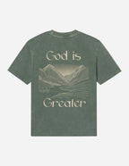 Elevated Faith Christian Apparel T-Shirt with 'God is Greater' Graphic on the Back