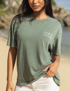 Elevated Faith Christian Apparel T-Shirt in green featuring 'God is Great' text design