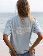 Light Blue Elevated Faith Christian Apparel T-Shirt featuring 'God's Plan Never Fails' design on back