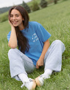 Elevated Faith Christian Apparel T-Shirt in blue with text I Am a Child of God, perfect for casual wear