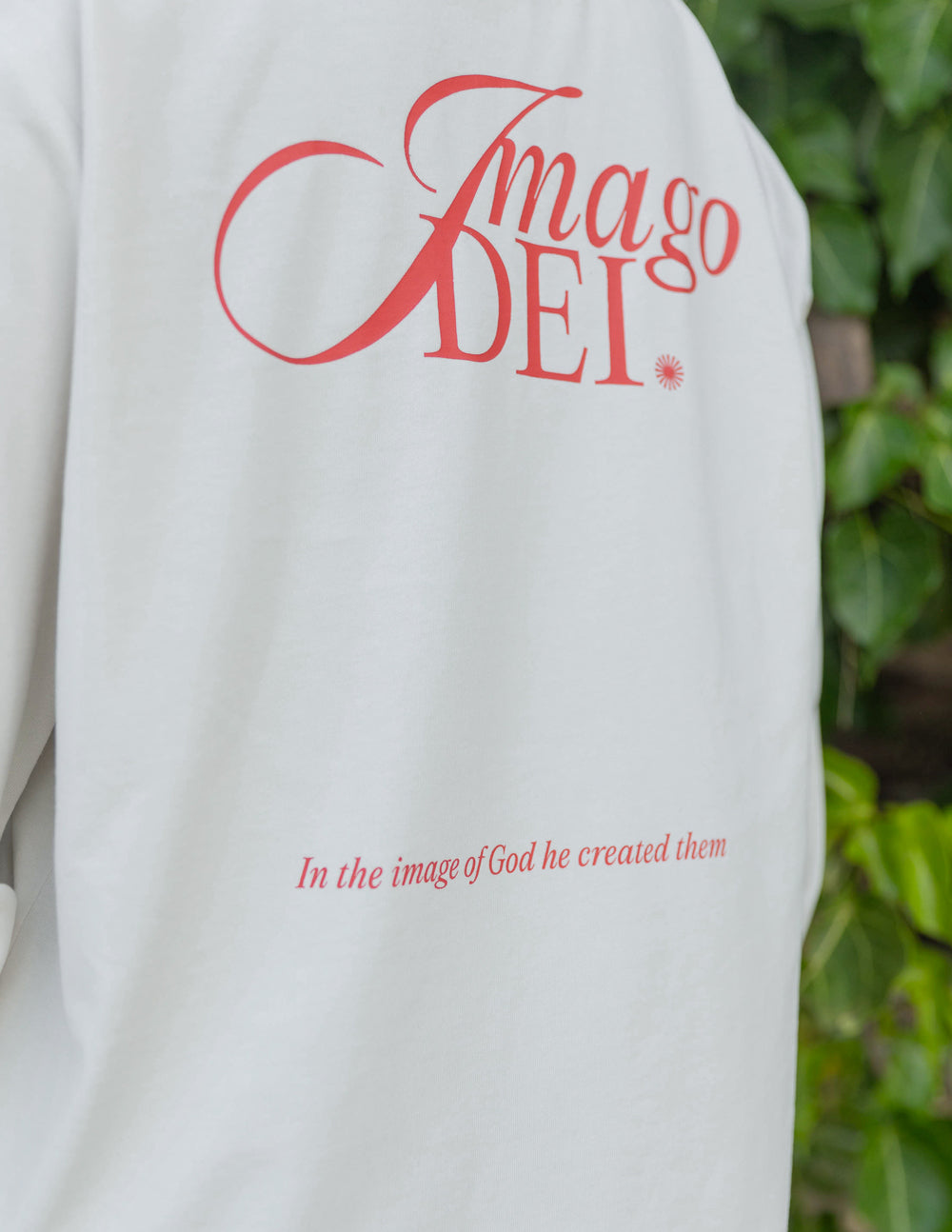 Elevated Faith Christian Apparel T-Shirt in White featuring Imago Dei design on the back