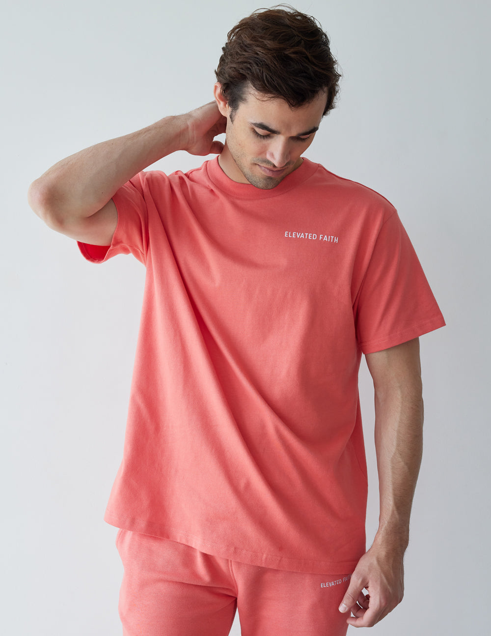Elevated Faith Coral Christian Apparel T-Shirt with a comfortable fit perfect for everyday wear