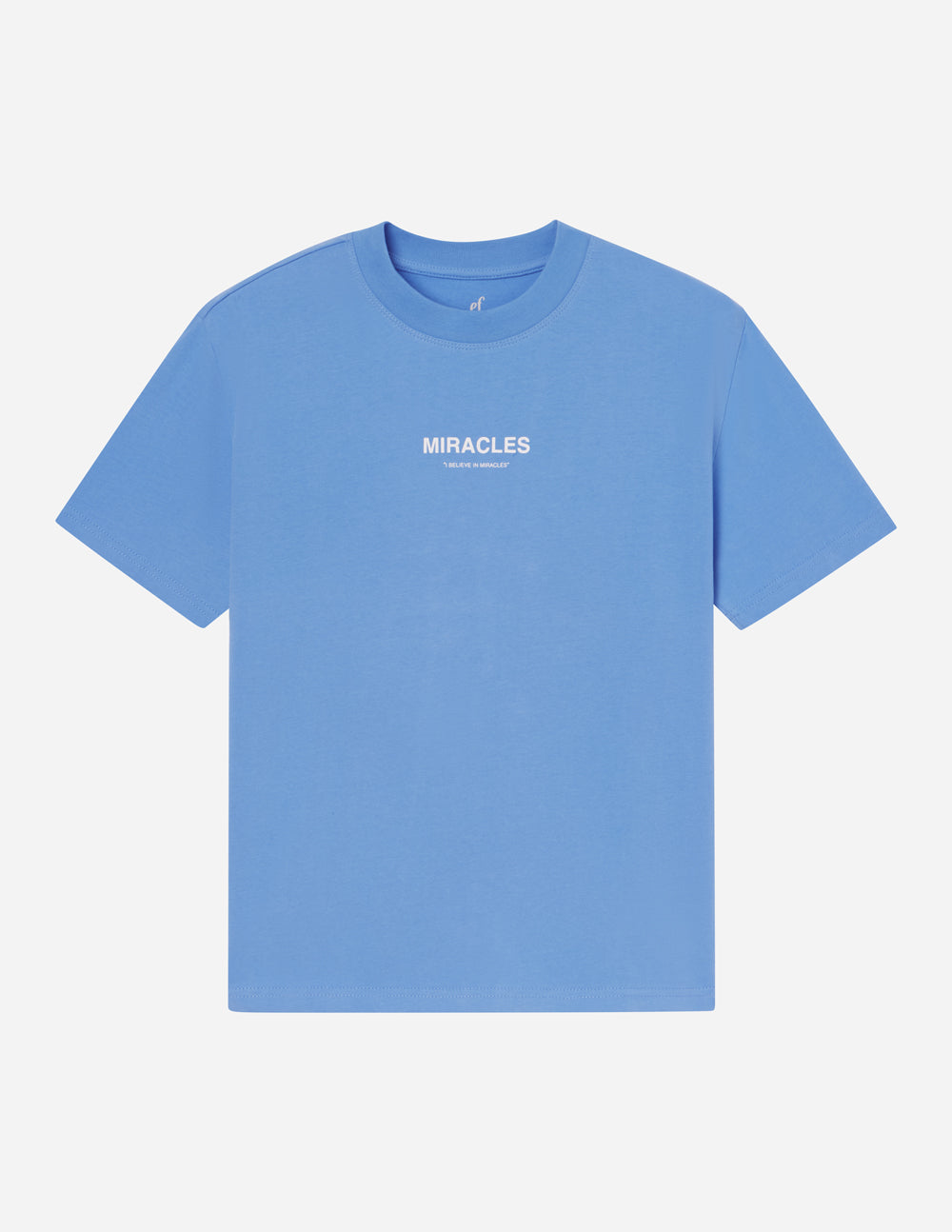 Elevated Faith Blue Christian Apparel T-Shirt with 'Miracles' Print for Everyday Wear