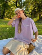Elevated Faith Christian Apparel T-Shirt in lavender featuring the text Peace of God, perfect for casual wear.