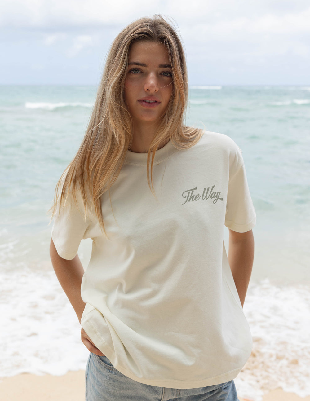 Elevated Faith Christian Apparel T-Shirt in cream with 'The Way' design for casual wear