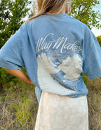 Elevated Faith Christian Apparel T-Shirt in Blue with 'Way Maker' Graphic Design on Back